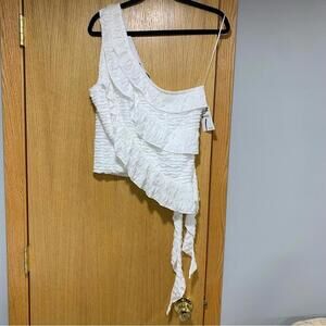 19 Cooper White One Shoulder Ruffle Top - Size XL